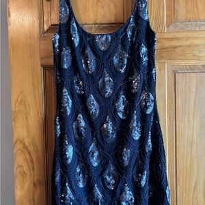 Blue Sequin Mini Dress